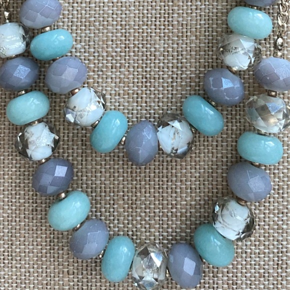 Vintage LOFT Beaded Faceted Stone and Glass Double Strand Necklace - Picture 3 of 7